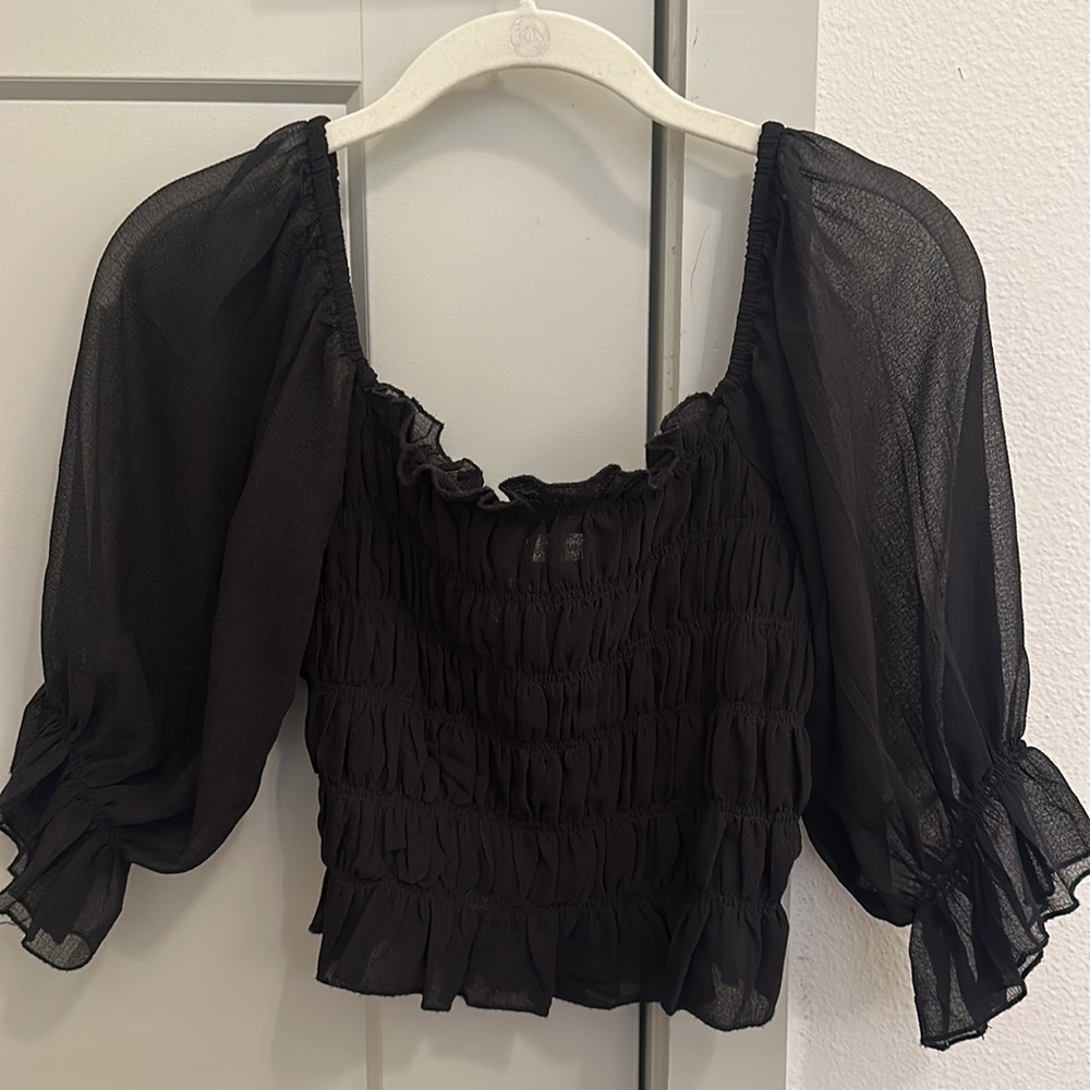 Urban outfitters black smocked crop top